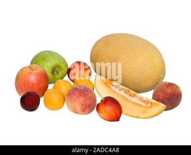 Different fruits isolated on white background