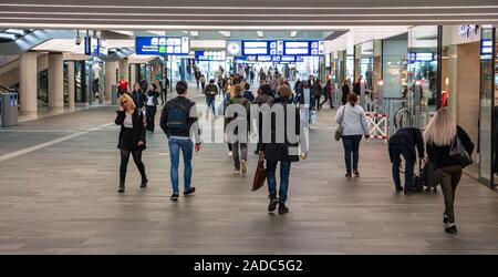 Eindhoven, Netherlands. October 10, 2019. People walking at Eindhoven central railway station Stock Photo