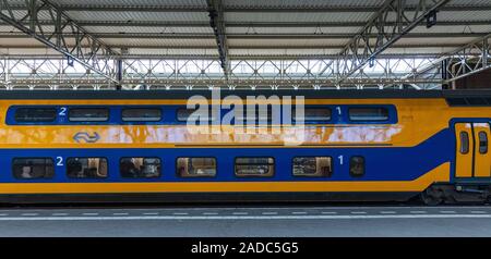 Eindhoven, Netherlands. October 10, 2019. Train at the platform, Eindhoven central railway station, NS railway Holland Stock Photo