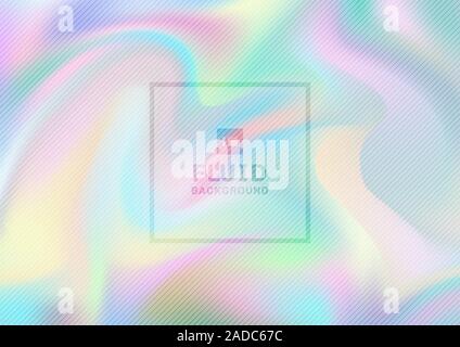 Abstract iridescent paper holographic background and texture design. Fluid pastel rainbow wallpaper. Vector illustration Stock Vector