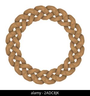 Woven Ropes frame or border with circle shape with copyspace for your design. Vector illustration. Stock Vector
