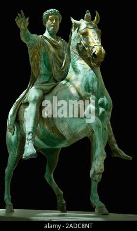 Marcus Aurelius (121-180), statesman, philosopher, general, and Roman emperor 161–180. As a Stoic, his philosophy on the virtues of wisdom, justice, f Stock Photo