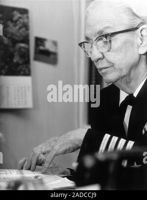 Grace Murray Hopper (1906-1992), American computer scientist and US Navy Rear Admiral. Hopper trained as a mathematician at Yale. In 1943 she joined t Stock Photo