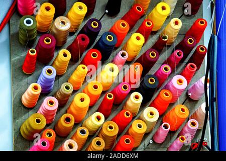 Spools of thread. Photographed in the dressmaker's workshop of the Cameri Theatre, Tel Aviv, Israel. Stock Photo
