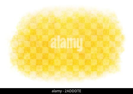 Japanese new year gold checkered pattern abstract on natural grunge watercolor hand paint background Stock Photo