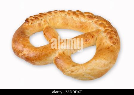 Fresh homemade pretzel, isolated Stock Photo