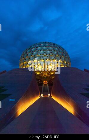 AUROVILLE, INDIA - December 2019: The Matrimandir and the Park of Unity. Stock Photo