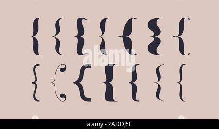 Bracket, braces, parentheses. Typography set of curly brackets Stock Vector