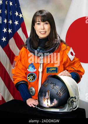 Naoko Yamazaki (born 1970), Japanese astronaut. Yamazaki represented the Japan Aerospace Exploration Agency (JAXA). She is seen here wearing her Advan Stock Photo