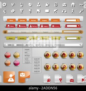Set of Various Abstract Colorful Web Site Element, Label, Menu and Icon Template Clipart - Illustration for Blog and Personal Home Page Design Vector Stock Vector