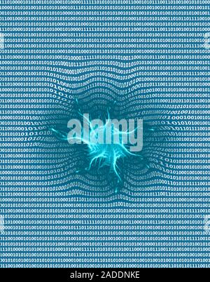 Cyber attack conceptual image showing a computer virus corrupting digital data. Stock Photo