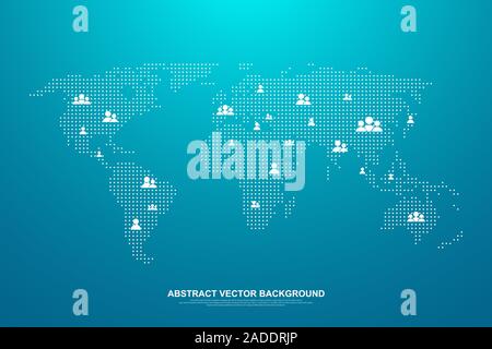 Global network connection concept. Social media abstract background internet communication. Big data network connection. SNS. Business presentation Stock Vector
