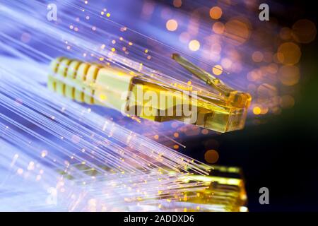 fast internet - optic fiber - macro Stock Photo