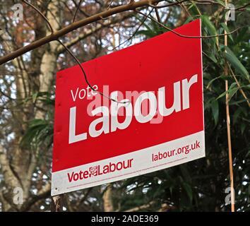 General election party political sign, vote Labour , Lymm Village, South Warrington, Cheshire, North West, England, Cheshire, WA4 Stock Photo