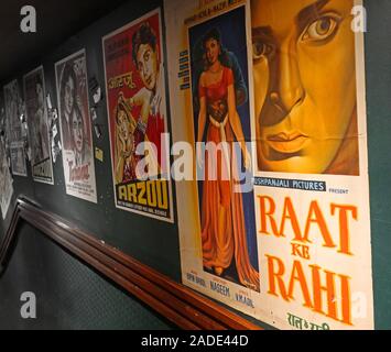 Bollywood cinema posters, on a hall wall, hallway - Raat Ke Rahi,Pushpanjali Pictures,Naseem,VM Adil,Arzoo films Stock Photo