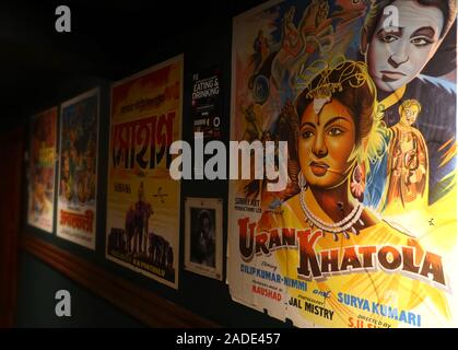 Bollywood cinema posters, on a hall wall, hallway - Uran Khatola,Surya Kumari,Jal Mistry,Naushad,Dilip Kumar,Nimmi Stock Photo
