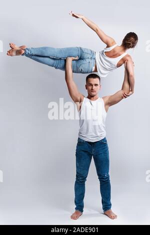 Dancers doing different dance elements in studio Stock Photo