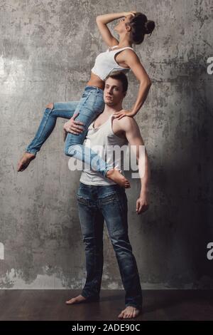 Dancers doing different dance elements in studio Stock Photo