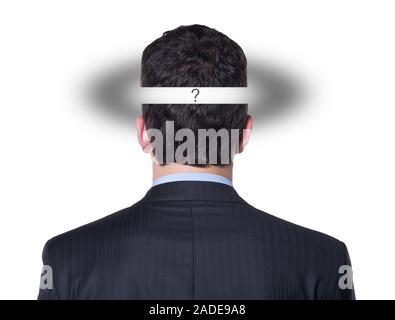 Man with a question mark on the back of his head. Stock Photo