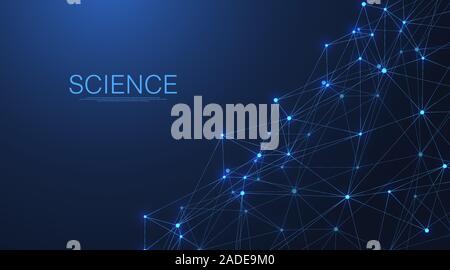 Abstract plexus background with connected lines and dots. Wave flow. Plexus geometric effect Big data with compounds. Lines plexus, minimal array Stock Vector