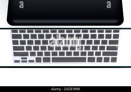 High angle view of laptop keyboard. Stock Photo