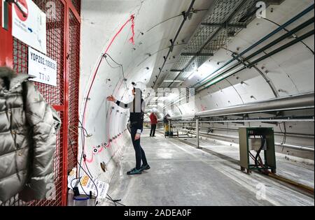 Editorial use only. This image may not be used to state or imply endorsement by CERN of any product, activity or service Monitoring Super Proton Synch Stock Photo