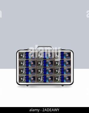 Briefcase of cash, composite image. Stock Photo