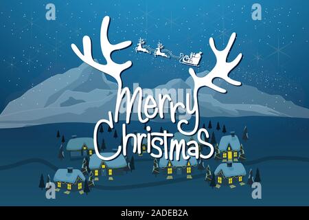 Christmas greeting card. Merry Christmas lettering, vector illustration Stock Vector