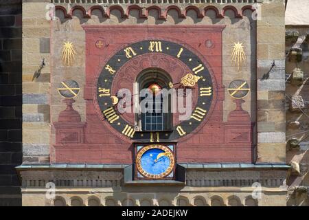 Astronomical clock at the tower of the church St. Michael, Schwabisch Hall, Baden-Wurttemberg, Germany Stock Photo
