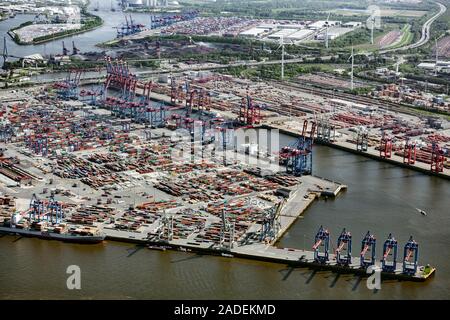 Container terminal Burchardkai, Waltershofer Hafen, Waltershof, Hamburg, Germany Stock Photo