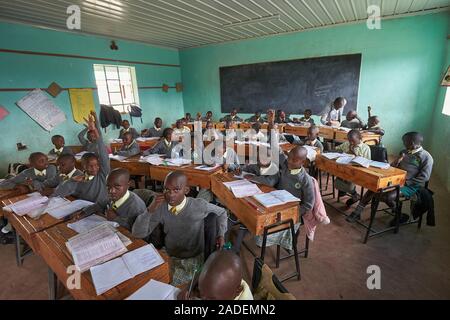 Pupils in classroom, Primary School, Mirisa Academy, Nakuru, Kenya Stock Photo