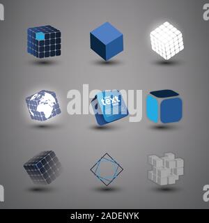 Collection Of Cube Designs in Freely Scalable and Editable Vector Format Stock Vector