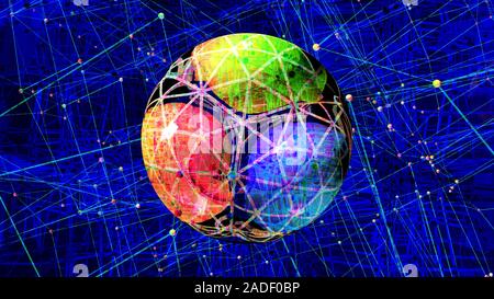This image may not be used in educational posters Quantum physics, abstract image. Three colours are shown within a subatomic particle, representing t Stock Photo