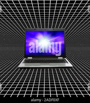 Laptop and grid, composite image. Stock Photo