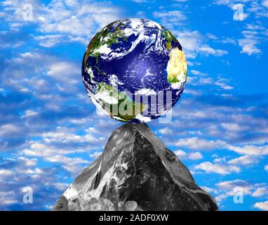Environmental tipping point, conceptual computer artwork. Stock Photo