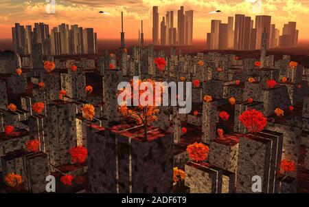 Forest City Of The Future Stock Photo