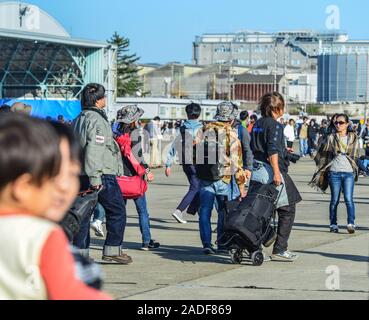 Gifu, Japan - Nov 10, 2019. People visit the Open Day of Japan Air Self-Defence Force (JASDF) at Gifu Air Base (RJNG). Stock Photo