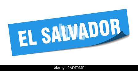 El Salvador sticker. El Salvador blue square peeler sign Stock Vector