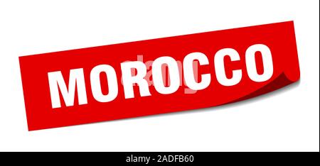 Morocco sticker. Morocco red square peeler sign Stock Vector