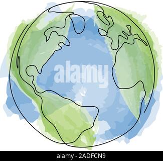 One line style world. Simple modern minimaistic style vector. Stock Vector
