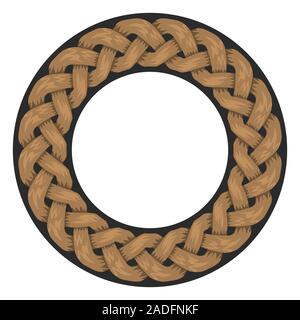 Woven Ropes frame or border with circle shape with copyspace for
