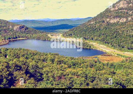 Small lake near mountain in Vermont Stock Photo