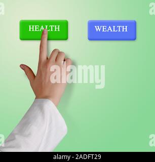 Buttons for health and wealth Stock Photo
