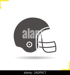 American football helmet icon. Drop shadow silhouette symbol. Negative space. Vector isolated illustration Stock Vector