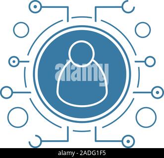 Admin user flat linear long shadow icon. Cyber security. Personal data. Vector line symbol Stock Vector
