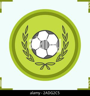 Football championship league color icon. Soccer ball in laurel wreath. Isolated vector illustration Stock Vector