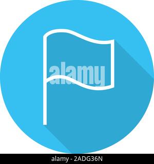 Flag flat linear long shadow icon. Flagpole. Vector line symbol Stock Vector