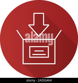 Box packing flat linear long shadow icon. Vector line symbol Stock Vector