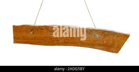Rustic wooden board, Old plank. Isolated on white background Stock Photo