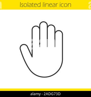 Palm linear icon. Hand thin line illustration. Stop, greeting and high five gesture contour symbol. Vector isolated outline drawing Stock Vector